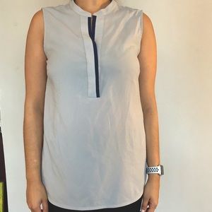 Lightweight grey blouse with blue accent